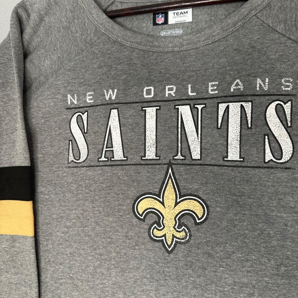 New Orleans Saints NFL Team Apparel Womens 2XL Gray Crewneck Sweatshirt - Picture 3 of 8